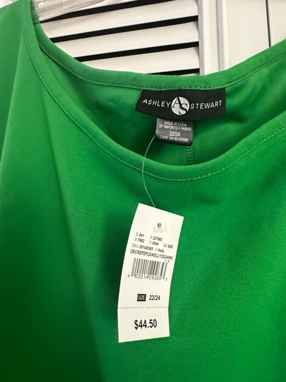 Ashley Stewart Bright Green Short Sleeve Peplum Blouse Size 22/24 - Picture 5 of 6